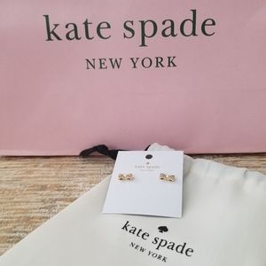 NWT Gold Kate Spade Bow Pave Stud Earrings